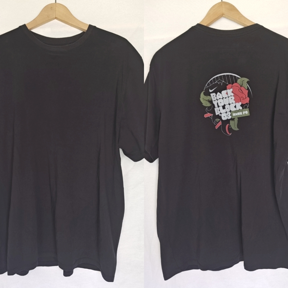Nike‎ Sports Tee Black Graphic Short Sleeve Crew Neck Back Your Black 08 XXL